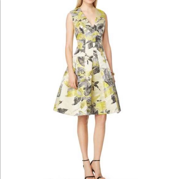 Carmen Marc Valvo Citrus Flare Dress Size 4 - Picture 3 of 9